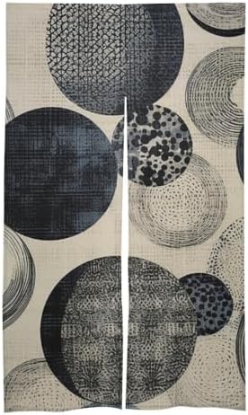 Japanese Noren Door Curtain Indigo Circle Pattern 34x57 Inch