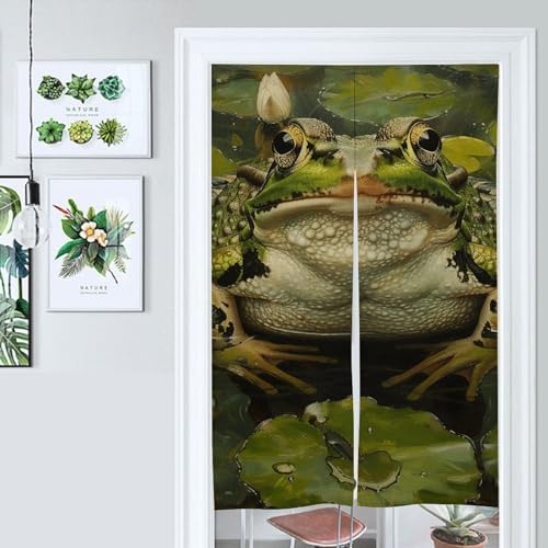 Lily and Frog Door Cover Curtain 57x17 Inches