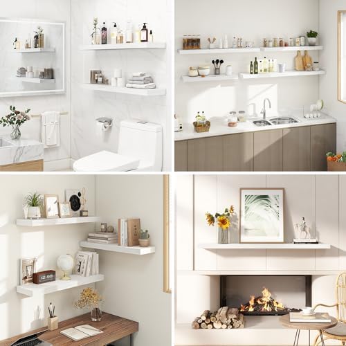 Dreamland 40 Inches Floating Shelves Set of 2 White