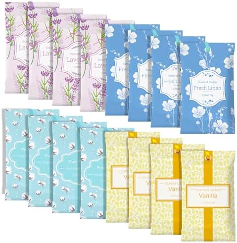 SCENTORINI Aromatic Sachets 16-Pack Natural Fragrance