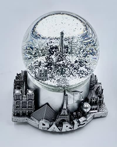 Paris Musical Snow Globe Romantic Gift Decor Silver