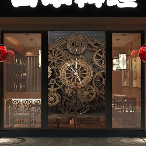Steampunk Gears Clock Door Curtain Panel 17x57 Inch
