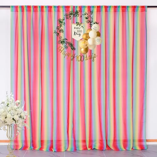 Duoobao Rainbow Sheer Chiffon Curtains - 10x10ft 2 Panels