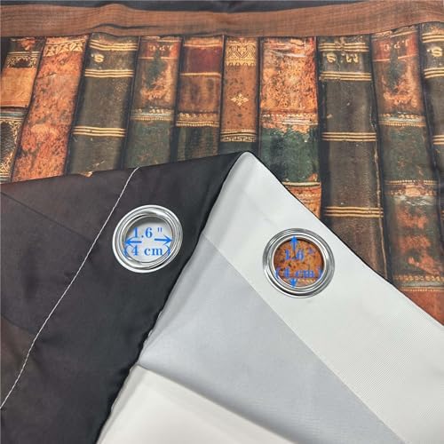 Bookshelf Blackout Curtains 42x63 Inch Grommet Thermal Insulated Room Darkening Window Drapes