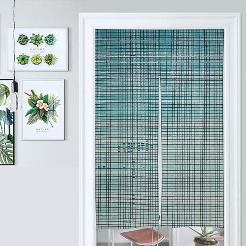 Japanese Noren Door Curtain Grid Style 34x57 Inches