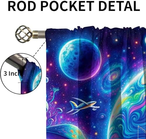 Abstract Mushroom Astronaut Blackout Curtains with Thermal Insulation