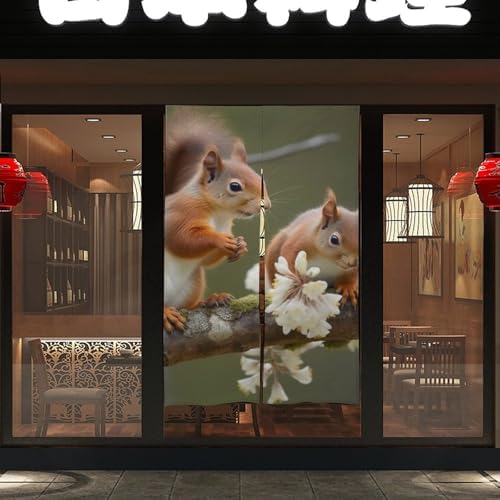 Squirrels Door Curtain Split 17x57 Inch Privacy Divider