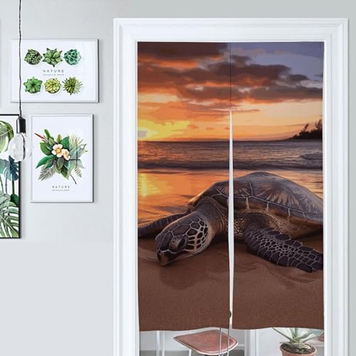 Sea Turtle Sunset Split Door Curtain Panel