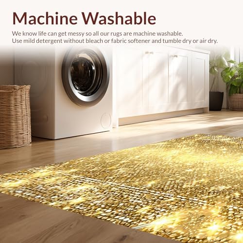 Ultra Soft Gold Area Rug 6x9 Non Slip