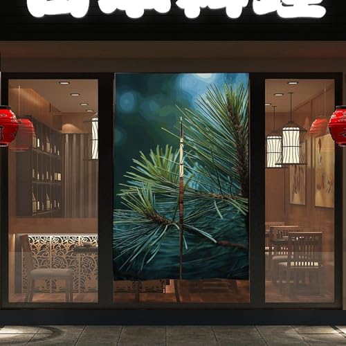 Pine Tree Door Cover Curtain 57x17 Inches Split Doorway Tapestry