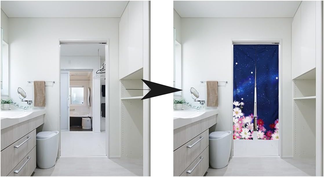 Noren Doorway Curtain with Cosmos Design