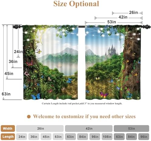 Renaiss 42x63 Inch Jungle Butterfly Curtains 2 Panels