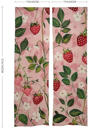 Peach Strawberry Print Split Door Curtain