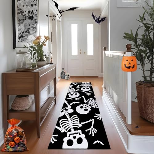 Likiyol Halloween Runner Rug with Skeleton Design