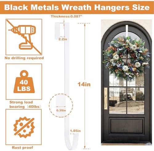 PECULA 2 Pack 14 Inch Wreath Hangers for Front Door