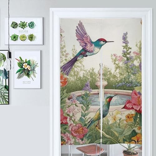 Garden Birds Flowers Door Curtain 57x17 Inches