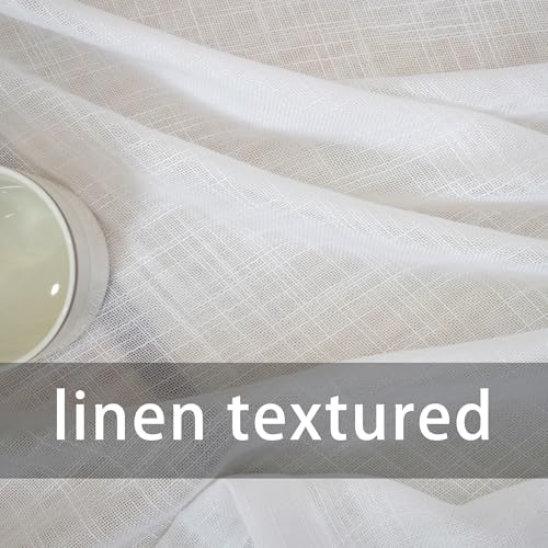 UPOPO White Sheer Kitchen Tier Curtains 24 Inches 2 Panels Grommet Top