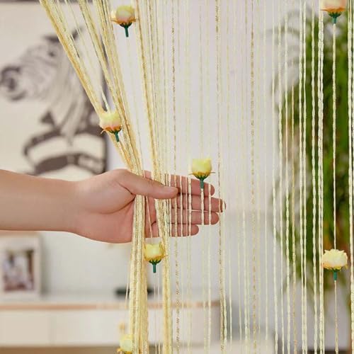 Rose Thread Door Curtain with Beads Orange 118x118in