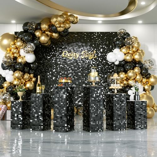 Qcity Shimmer Pedestal Stands Set of 3 for Parties