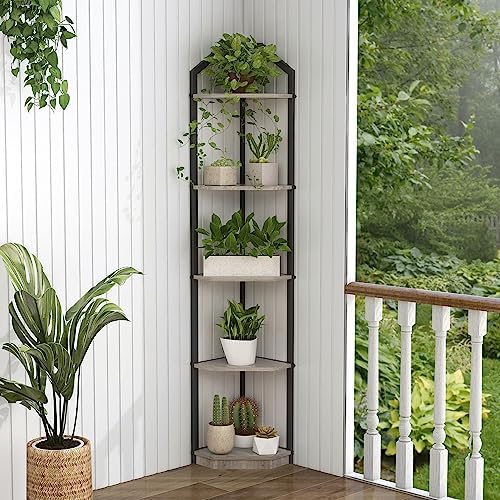 Fun Memories 5 Tier Corner Shelf Stand Grey