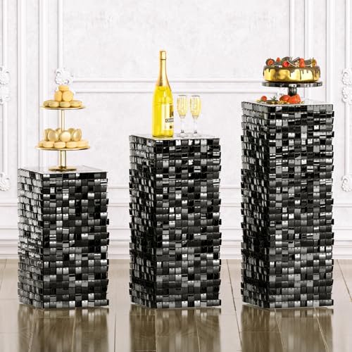 Qcity Shimmer Pedestal Stands Set of 3 for Parties