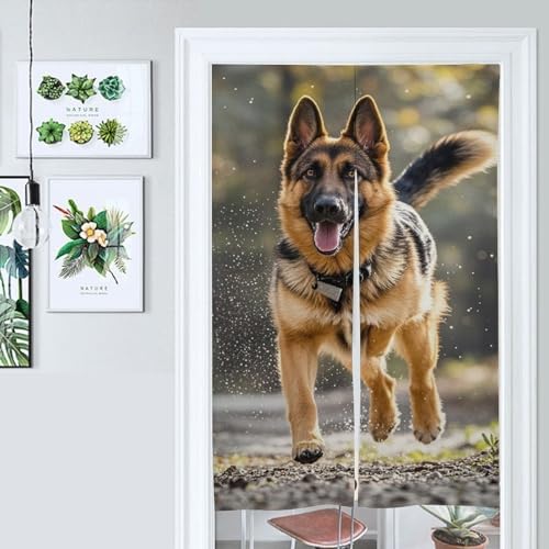 Running German Shepherd Door Cover Curtain 57x17 Inches