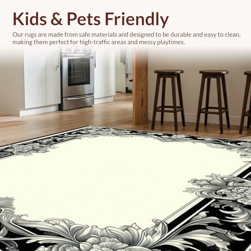 Ultra Soft 6x9 Area Rug with Baroque Pattern
