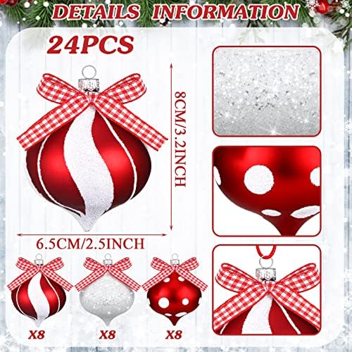 24 Pcs Shatterproof Candy Cane Christmas Ornament Decorations