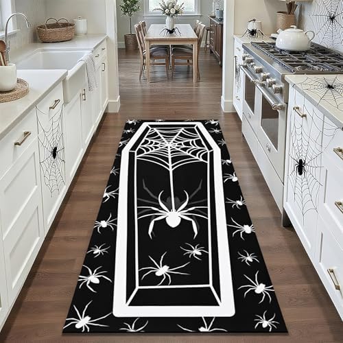 ASPMIZ Halloween Runner Rug Black Gothic Design