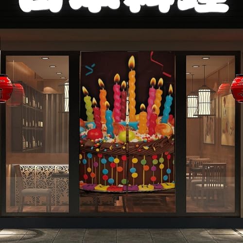 Happy Birthday Big Cake Door Curtain Panel