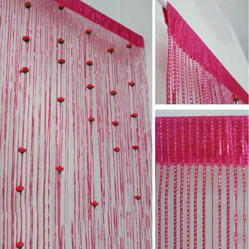 Doorway Beads Curtain with Rose Design Purple 118x79in