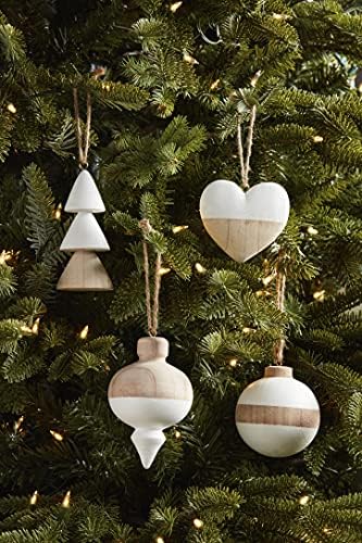 Mud Pie Paulownia Wood Christmas Ball Ornament