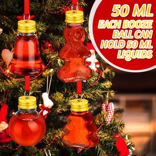 Patelai 24 Pcs Christmas Booze Balls Clear Shot Glasses Hanging Ornaments