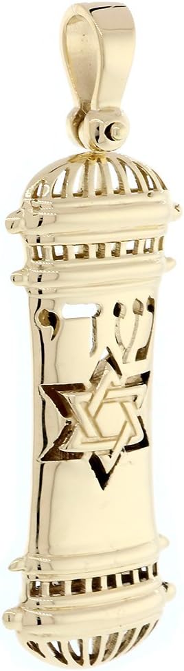 Extra Large Mezuzah Pendant in 14K Yellow Gold