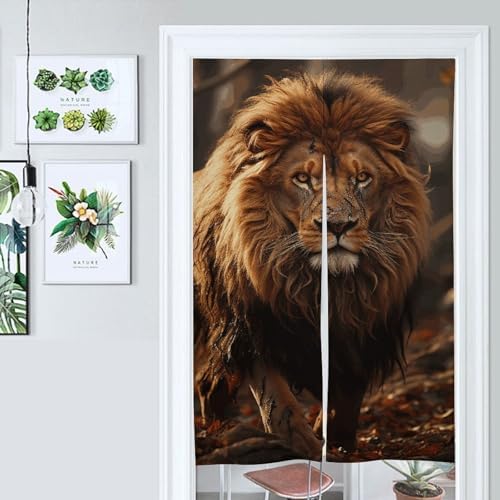 Lion Image Door Cover Curtain 57x17 Inches