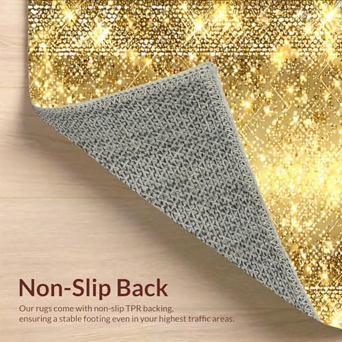 Ultra Soft Gold Area Rug 6x9 Non Slip