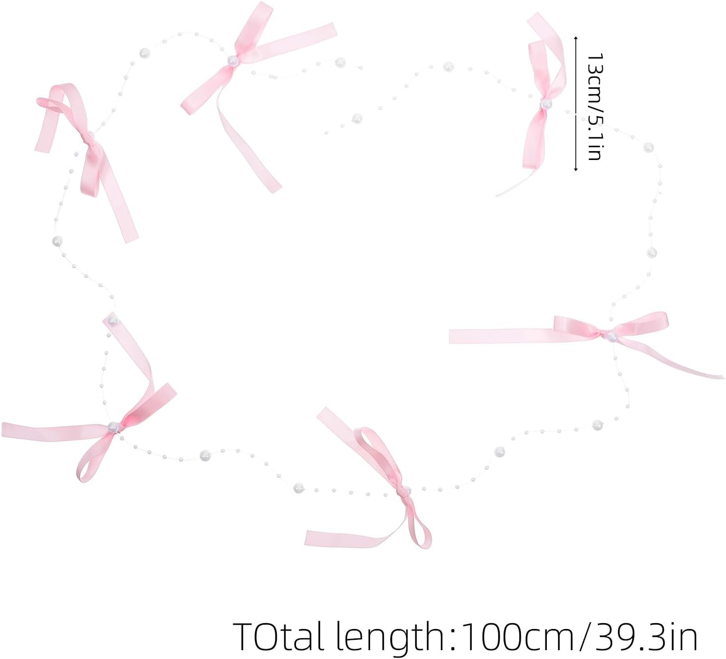 LOGOFUN 3pcs Bow Bead Curtain with Tassels in Pink