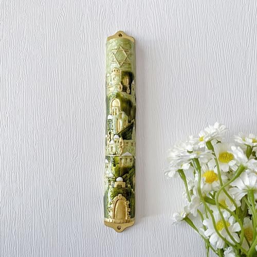 Exquisite Jerusalem Enamel Mezuzah - Premium Metal Design