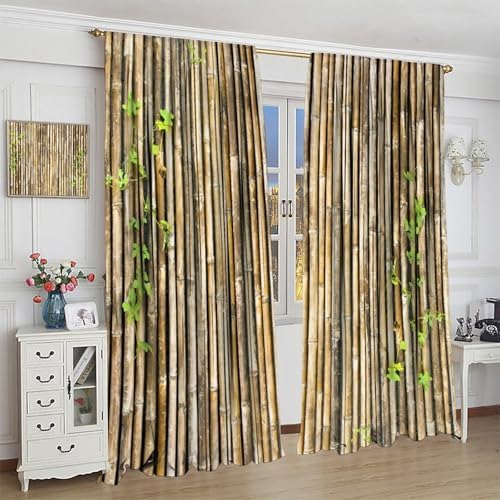 YSWOW Bamboo Blackout Curtains 2 Panels 42x45 Inch