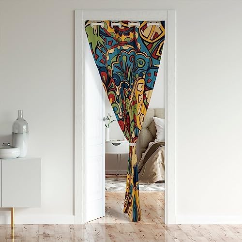 Abstract Door Curtain with Grommet Design