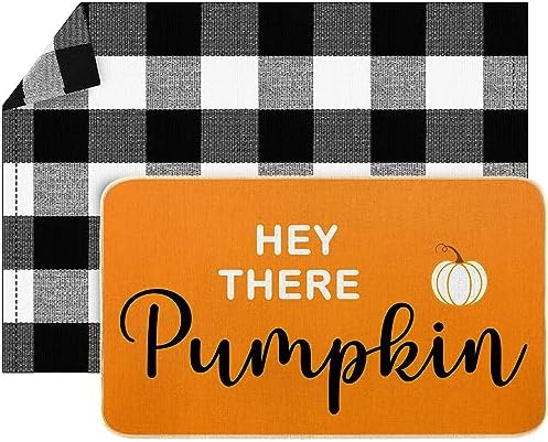 Hey There Pumpkin Door Mat 2 Pcs Fall Welcome Mat