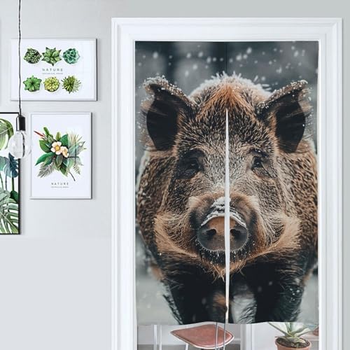 Wild Boar Door Curtain Panel 17x57 Inch Split Door Divider