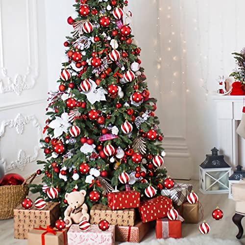 Jetec 12 Pcs Christmas Ball Ornaments Red White Shatterproof Decorations
