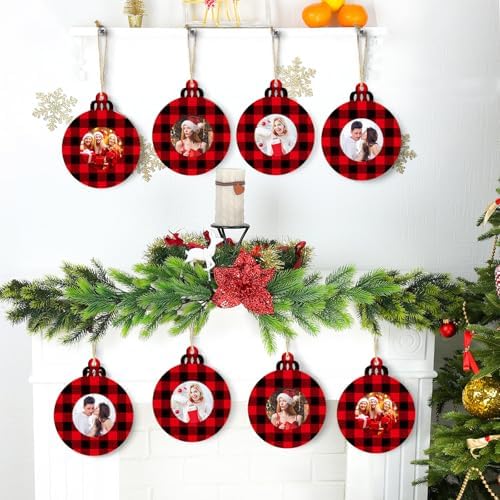 Jetec 12 Pcs Wooden Christmas Photo Frame Ornaments Red Black