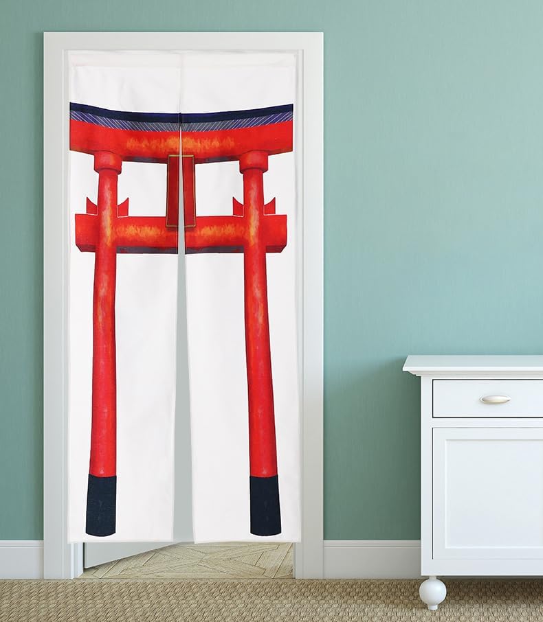 Noren Japanese Style Doorway Curtain with Torii Print