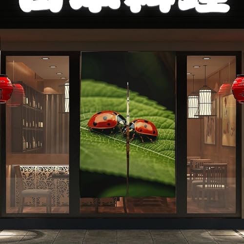 Leaves and Ladybug Door Cover Curtain 57x17 Inches