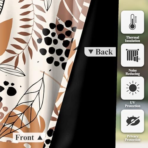 Baocicco Tropical Leaf Curtains 2 Panel Set 63 Inch Long for Bedroom