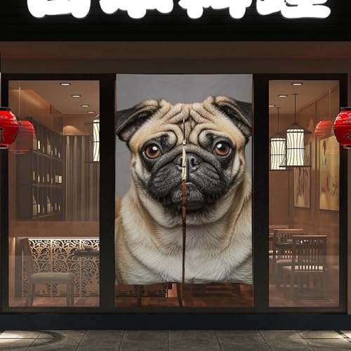 Animal Pug Door Curtain Panel 17x57 Inch Split Door Divider