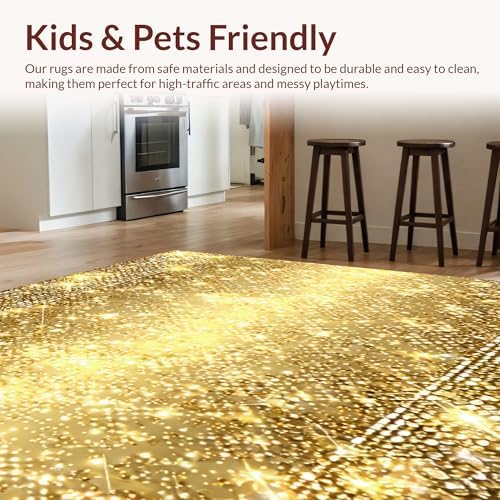 Ultra Soft Gold Area Rug 6x9 Non Slip
