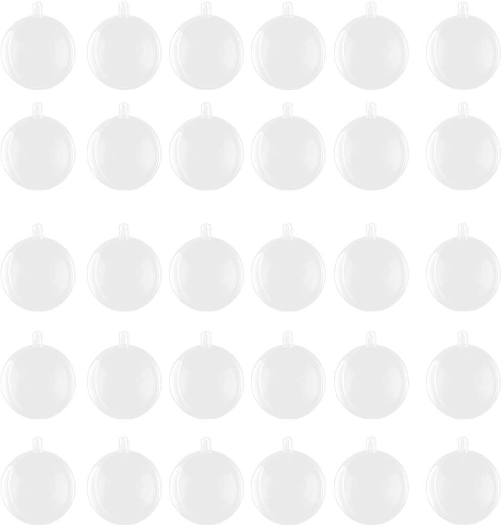 Uxcell Clear Plastic Hanging Christmas Bauble Ball 30pcs